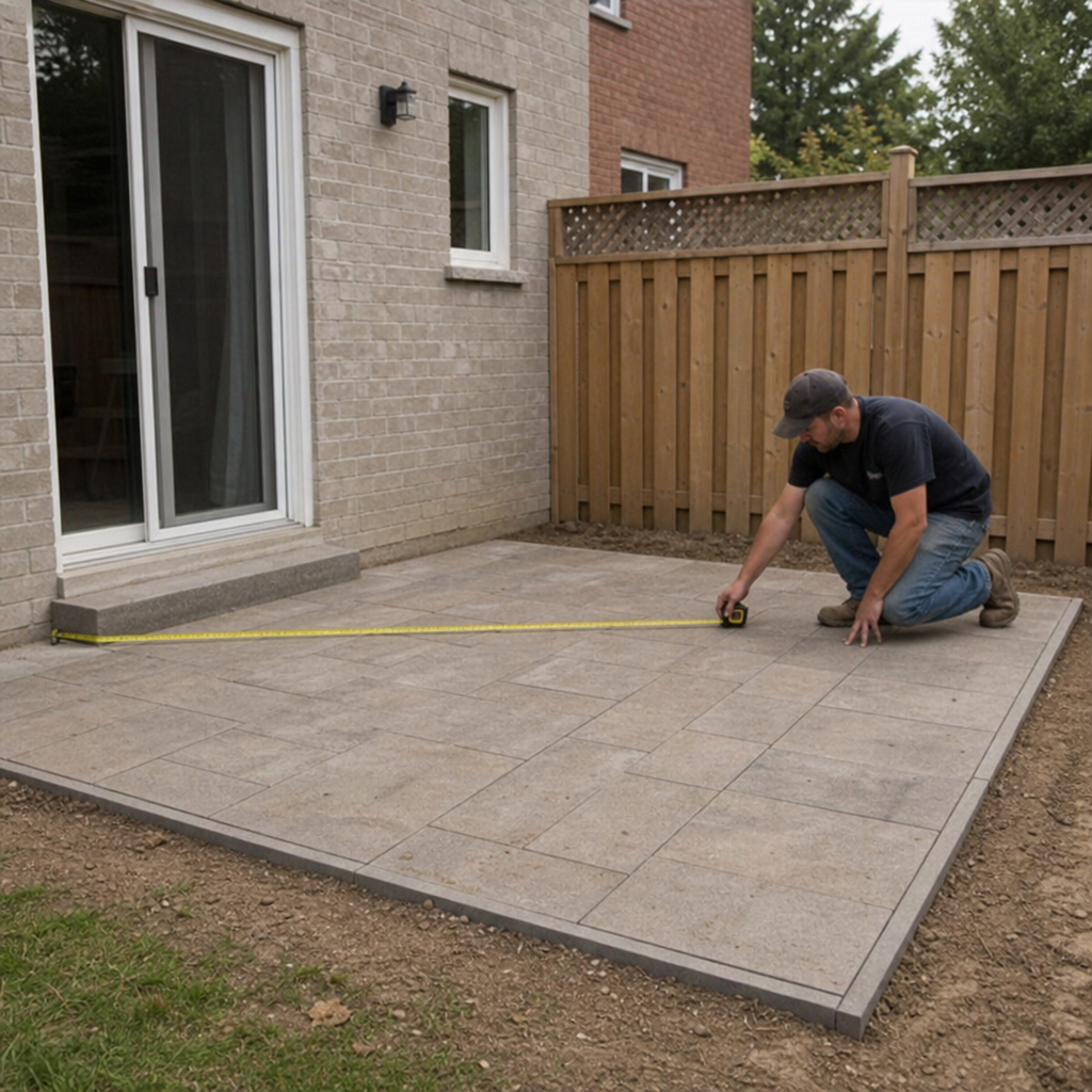 Measuring a backyard paver patio